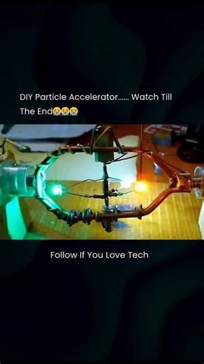 Rabbits Experiments 🎯 on Instagram: "A DIY device using a rotating LED strip can mimic the look of a particle accelerator, creating an illusion of accelerating particles. While not functional, it serves as an educational model, similar to Patrick Stevenson-Keating’s “Handcrafted Particle Accelerator”—highlighting the difference between visual demonstrations and real high-energy scientific instruments. Follow"