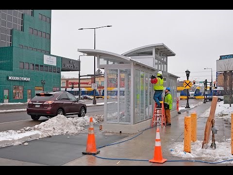 Time lapse: New A Line large size bus stop shelter installed