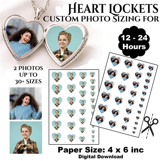 Locket Size Photos, Locket Photo Prints, Custom Heart Shaped Locket Photo, Locket Photo Print,Oval Locket Picture, Personalized Locket Photo