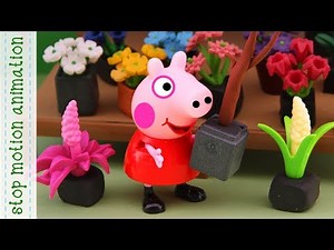 Plant fair. Peppa Pig toys. Stop motion animation new episodes 2018