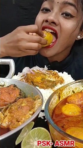 #asmr Egg Curry, Fish Curry with rice #food #eating #mukbang #foodie #eatingchallenge #asmreating