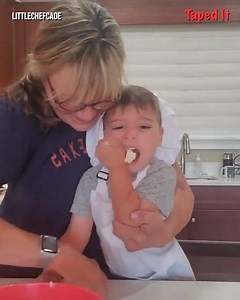27K views · 176 reactions | Kid eats EVERYTHING whilst baking with nan!  https://www.instagram.com/littlechefcade/ | Taped It | Facebook