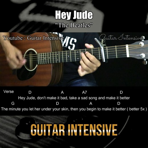 5.5K views · 207 reactions | Hey Jude - The Beatles - Easy Guitar Lessons - Guitar Tutorial | Martin Guitar Also visit our YouTube channel for the latest updates : https://www.youtube.com/@guitarintensive #heyjude #thebeatles #guitarintensive #acousticguitar #acousticcover #acoustic #easychords #guitar #guitarist #guitarcover #guitarlesson #guitarlessons #guitartutorial #guitartutorials #guitarcovers #martinguitar | Guitar Intensive | Facebook