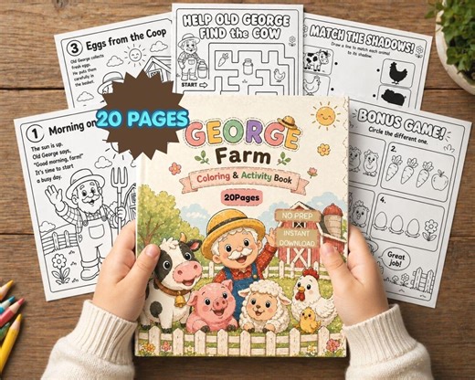 Coloring & Activity Book for Kids, Printable Preschool Worksheet, 20 Pages, Instant Download, Ages 3-6 - Etsy