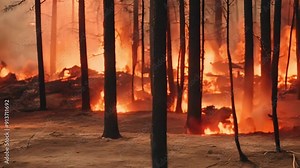 tree forest fire, Large forest fire burns the tree covered side of a mountain, Soaring Flames And Smoke Above Burning Trees, Fire Storm In The Forest, natural disaster, footage, 4k footage, videos