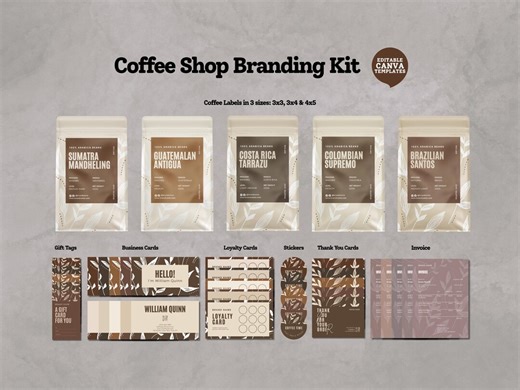 Coffee Bag Label Template Editable, Coffee Bag Labels, Custom Coffee Labels, Coffee Loyalty Card, Coffee Business Card, Coffee Stickers - Etsy