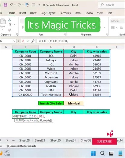 Advance Filter series - It's Magic Tricks #excel #exceltips #exceltricks #exceltutorial #shorts