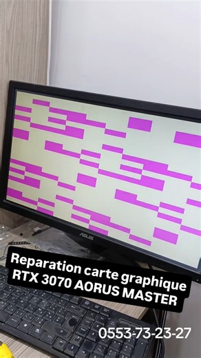 UNITECH on Instagram‎: "Reparation carte graphique RTX 3070 AORUS MASTER Vram problem تصليح كارت غرافيك مشكل فيرام، شاشة سوداء طريقة تتبع العطل واكتشاف الفيرام المسببة للمشكل سوفت وير وهاردوير 0553-73-23-27"‎