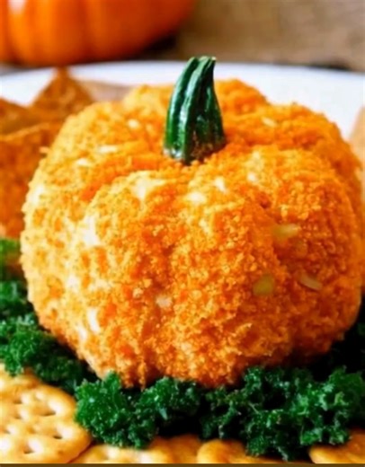 🎃 Easy Pumpkin Cheese Ball | The Cutest Fall Appetizer You’ll Ever Serve! Every year when the leaves start turning, this is the first thing I make 🍁 Creamy, cheesy, and shaped like a little pumpkin — it’s always the star of the snack table at fall gatherings! Ingredients: 2 (8 oz) blocks cream cheese, softened 1 cup shredded sharp cheddar cheese ½ cup finely chopped green onions (or chives) 1 tsp garlic powder ½ tsp smoked paprika Salt & pepper to taste 1 cup crushed cheese crackers or cheddar