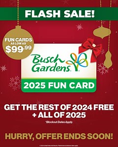 115 reactions · 19 comments | Get a 2025 Busch Gardens Fun Card for as low as $99.99! Hurry, offer ends soon! | Busch Gardens Tampa Bay | Facebook