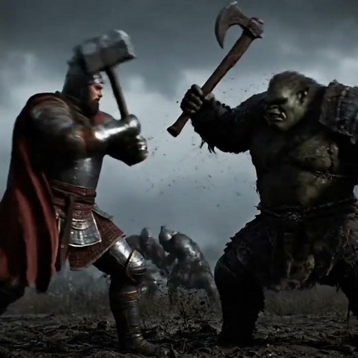 A Knight's Epic Fight Against an Orc ⚔️