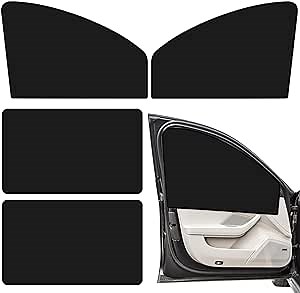 4 Pcs Car Magnetic Sun Shade, Car Side Window Sun Shade for Baby, Car Blackout Curtain for Camping UV and Heat, Universal Side Black Privacy Curtains