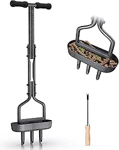 Lawn Aerator Manual Coring Tool, Aerator Lawn Tool with Soil Storage Tray, Upgraded 3 Core Tines Plug Aerator with Cleaning Tool, Yard Aeration Tools for Compacted Soil & Lawn Garden Care