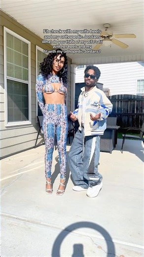 Fit check with my wife heels and my orthopedic Jordans