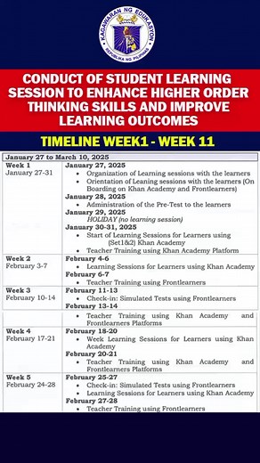171K views · 239 reactions | LOOK DepEd Memorandum no.8 , s. 2025 CONDUCT OF STUDENT LEARNING SESSION TO ENHANCE HIGHER ORDER THINKING SKILLS AND IMPROVE LEARNING OUTCOMES #Week1toWeek11 | Guro Forms | Facebook