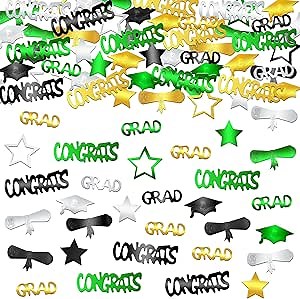 Katchon, Congrats Grad Confetti 2026 - Pack Of 1000 | Green And Gold Grad Decor 2026 | 2026 Graduation Decorations | Graduation Table Decorations 2026