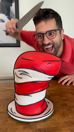 A Cat in the Hat Cake for Dr. Seuss’s Birthday (and my birthday, too!) 🍰 . @DrSeuss has pledged to gift a free book to anyone born on March 2nd, Dr. Seuss’s birthday, with the option to gift your copy to @FirstBook. If we’re birthday twins head to SeussPledge.com for your book! #drseussbirthdaypledge #cake #drseuss #catinthehat #cakedecoratingvideos #seuss #cakes | Jonnycakes