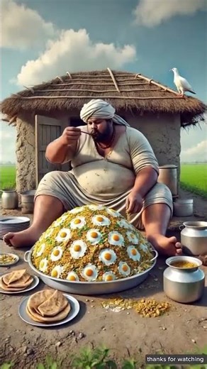 The farmer eat an omelet from chikan eggs__ai _eggs
