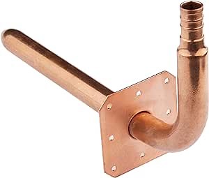EFIELD 1/2" Pex Copper Stub Out Elbow with Wall Flange, 8 Inch Length,(STUB012)