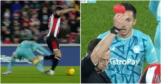 Why a circle red card was used to send off João Gomes during Brentford 1-1 Wolves in the FA Cup