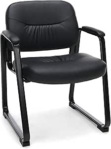 OFM ESS Collection Bonded Leather Executive Side Chair with Sled Base, in Black (ESS-9015)
