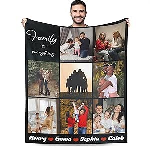 Custom Blanket with Picture, Family is Everything Photo Blankets Personalized, Custom Photo Gifts