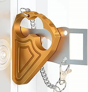 Portable Door Lock for Hotel Door Safety- Metal Hotel Door Locks for Travelers Security-Travel Door Lock Latches & Bolts for Additional Safety Prevent Unauthorized Entry,Gold