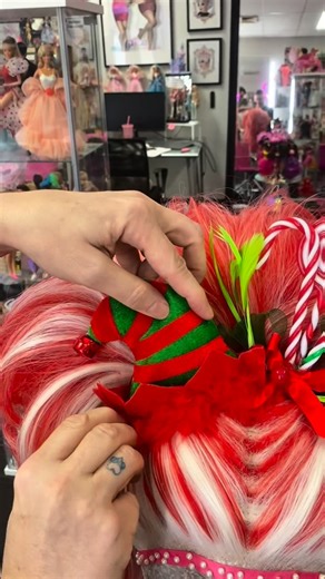 BTS from the Candy Cane shoot. #wigsbyvanity #dragqueen #wigs #glam #wig #hair #queer #instagram #lacefrontwig #photoshoot #christmas | Wigs By Vanity