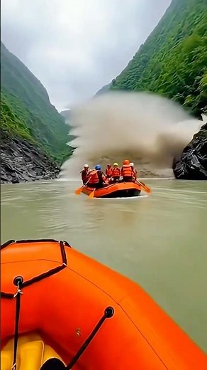 Rafting Trip Hit by LANDSLIDE! 😱 Boat Flipped by Giant Wave #NearMiss #SafetyAlert