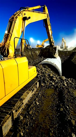 Massive Pipeline Construction: Heavy Machinery Night Shift! 🚧