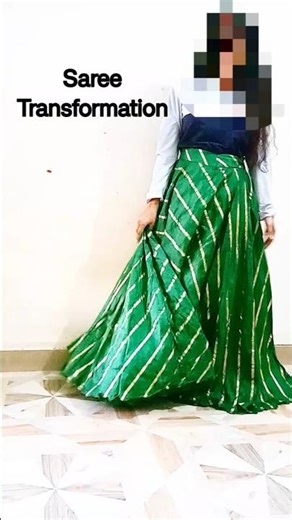 Green Saree se Simple Classy lehenga 💚 |DIY Fashion