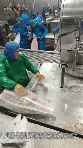 Amazing Fish Cutting Skills! How Workers Process Frozen Tuna Like a Pro