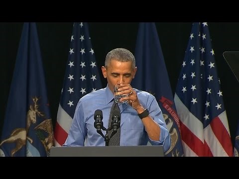 President Obama drinks Flint water and promises help