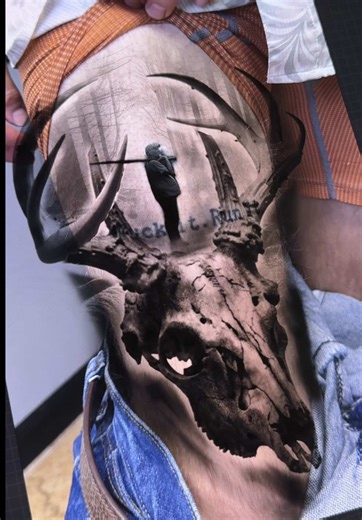 Stunning Deer Skull Tattoo Design