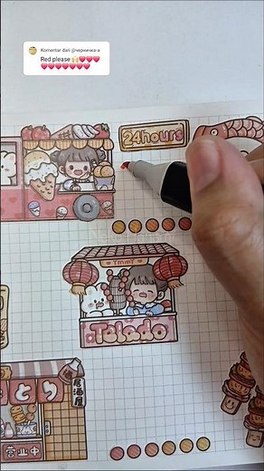 ❤️ Red-Themed Kawaii Journal Spread | Cute Food Stickers & Cozy Planner Setup ✨