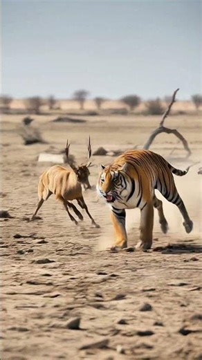 Tiger Chasing a Deer Across the Grasslands!
