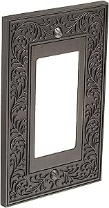 Amerelle 43RAN English Garden Wallplate, 1 Rocker, Cast Metal, Antique Nickel, 1-Pack
