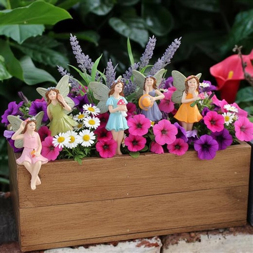 5 Piece Flower Fairy Garden Statues, Resin Fairy Sisters Set, Miniature Landscape Decor, Whimsical Outdoor Plant Stakes, Fairy Figurine - Etsy