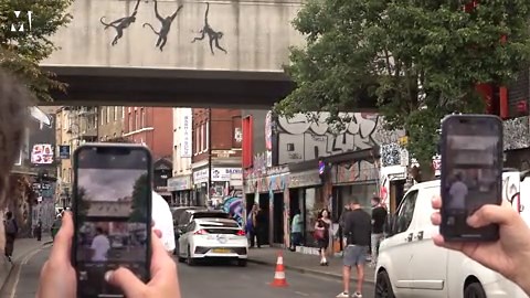 Three monkeys artwork is third Banksy in days