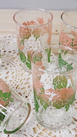 Federal Glass Rose Pattern Set of 5 Small 4 Ounce Juice Glasses - Etsy
