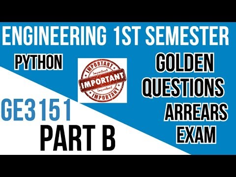 GE3151|Important questions|Python|arrears examination important questions|Engineering king|
