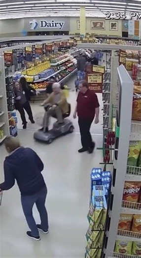 Motorized Cart Mayhem at Grocery Store