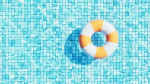 Loop animation of inflatable swimming ring, 3d rendering.