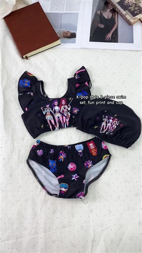 K-pop Style 3-Piece Swim Set for Kids