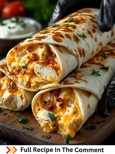 Cheesy Garlic Chicken Wraps Ingredients For the Wraps: 2 cups cooked chicken breast, shredded or diced (rotisserie chicken works great!) 1 cup shredded mozzarella cheese ½ cup shredded cheddar cheese ¼ cup grated Parmesan cheese .................... Recipe in First Coʍmеոτ 👇 Enjoy ❤️👇👇 | Homemade Recipes