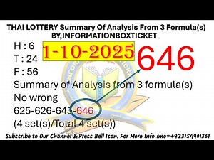 THAI LOTTERY Summary Of Analysis From 3 Formula(s) By, InformationBoxTicket 1-10-2025