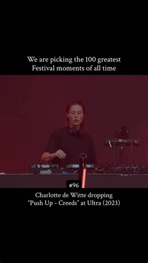 EDM US on Instagram: "Charlotte de Witte dropping Push Up Creeds at Ultra 2023 At Ultra 2023, Charlotte de Witte played Push Up by Creeds during her Main Stage set and the energy flipped instantly. The track already has a fast groove, but the way she brought it in made the whole crowd lock into that beat. It was one of those moments where you can see everyone move in sync without even trying. She delivered pure techno and made the whole place follow her pace."