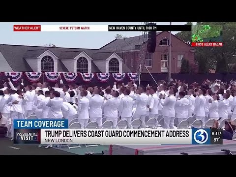 President Trump delivers commencement address at Coast Guard graduation in New London