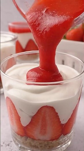 Strawberry Dessert in a Glass 🍓🤍