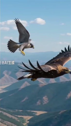 老鹰与游隼的对视 #ai #动物世界